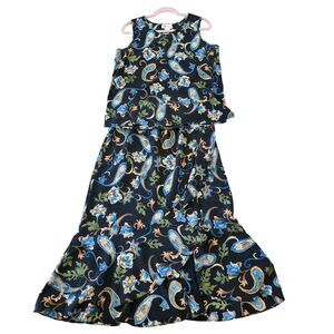 Maggie Sweet Forever Paisley Faux Wrap Maxi Tank Top 2pc Skirt Set Medium Ruffle